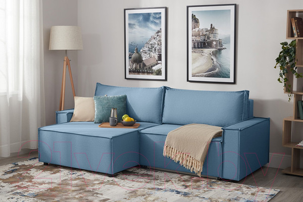 Изображение товара Диван угловой Mio Tesoro Дюссельдорф 293 1.5ек-1.5пф (1175 Savanna Plus Blue)