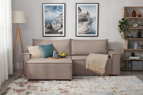 Изображение товара Диван угловой Mio Tesoro Дюссельдорф 293 1.5ек-1.5пф (1176 Savanna Plus Mocca)