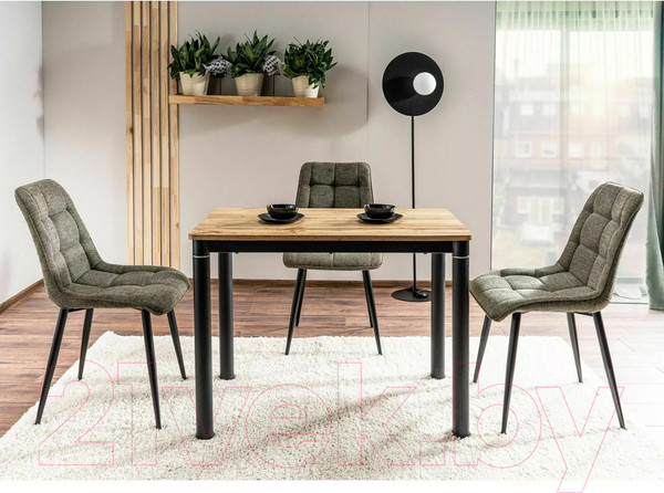 Изображение товара Обеденный стол Signal Damar 80x60 (дуб артизан/черный матовый)