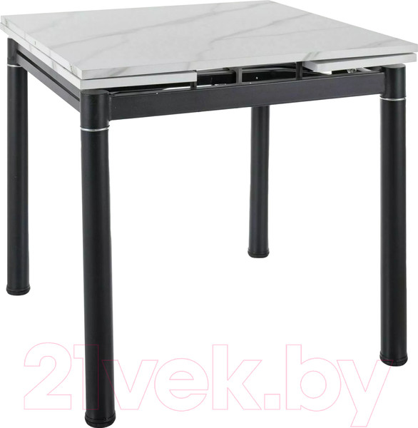 Изображение товара Обеденный стол Signal GD082 80-131x80 (белый мрамор/черный матовый)