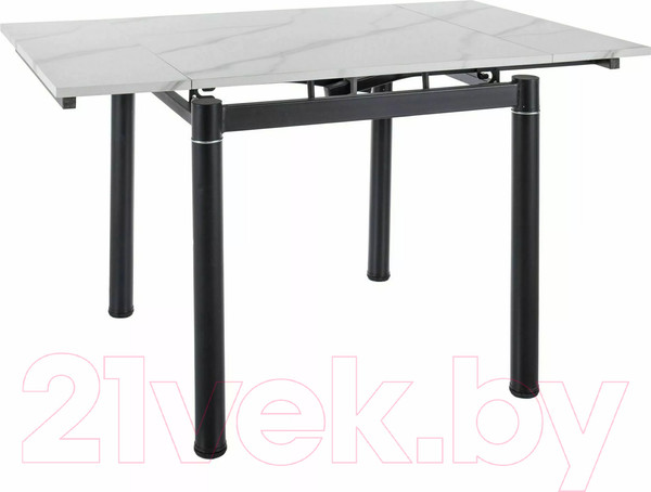 Изображение товара Обеденный стол Signal GD082 80-131x80 (белый мрамор/черный матовый)