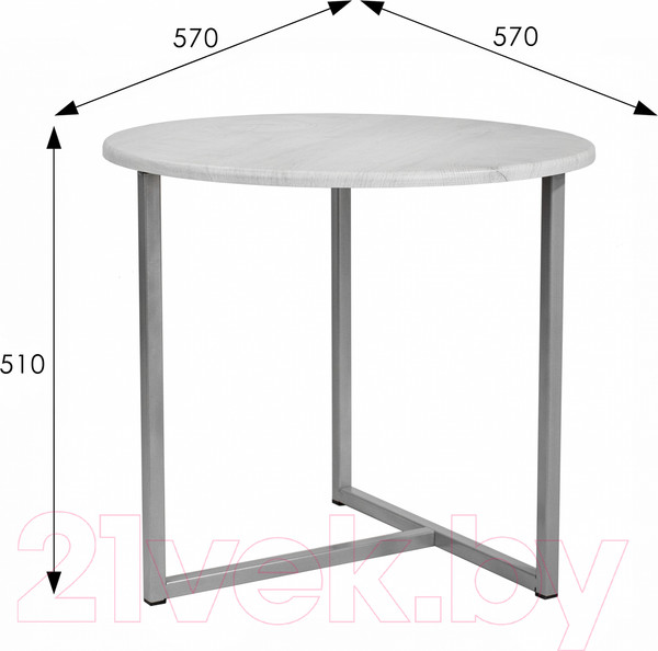Изображение товара Журнальный столик Мебелик BeautyStyle 27 (дуб дымчатый/металлик)