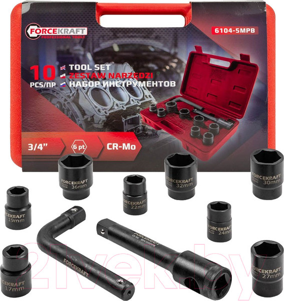 Изображение товара Набор головок слесарных ForceKraft FK-6104-5MPB(58240)