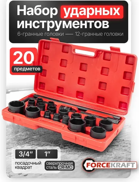 Изображение товара Набор головок слесарных ForceKraft FK-6204-5MPB (58242)