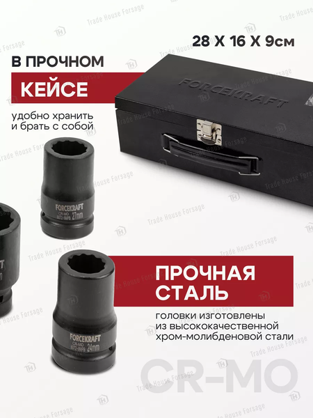 Изображение товара Набор головок слесарных ForceKraft FK-8072-9MPB (58396)
