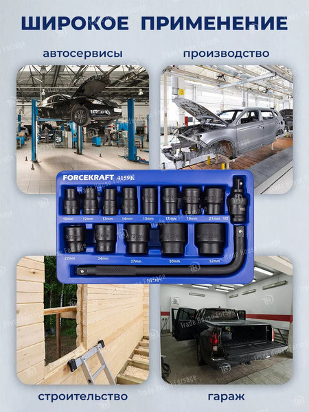 Изображение товара Набор головок слесарных ForceKraft FK-4159K(58404)