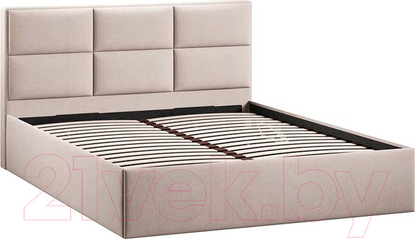 Изображение товара Двуспальная кровать ТриЯ Стелла Тип 1 c ПМ 160x200 (велюр мокко светлый)
