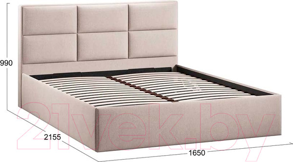 Изображение товара Двуспальная кровать ТриЯ Стелла Тип 1 c ПМ 160x200 (велюр мокко светлый)