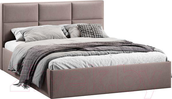 Изображение товара Двуспальная кровать ТриЯ Стелла Тип 1 c ПМ 160x200 (велюр мокко темный)