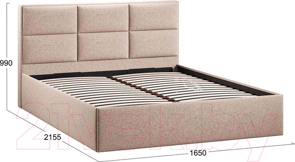 Изображение товара Двуспальная кровать ТриЯ Стелла Тип 1 c ПМ 160x200 (микровелюр Jercy Cream)