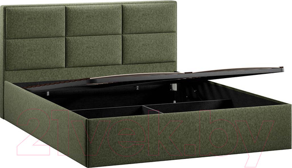 Изображение товара Двуспальная кровать ТриЯ Стелла Тип 1 c ПМ 160x200 (микровелюр Jercy Deep Green)