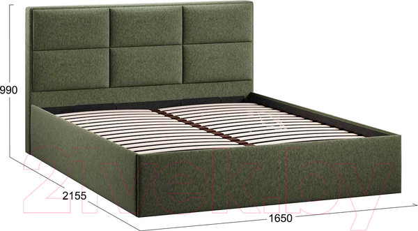 Изображение товара Двуспальная кровать ТриЯ Стелла Тип 1 c ПМ 160x200 (микровелюр Jercy Deep Green)