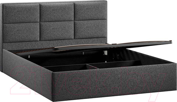 Изображение товара Двуспальная кровать ТриЯ Стелла Тип 1 c ПМ 160x200 (микровелюр Jercy Graphite)