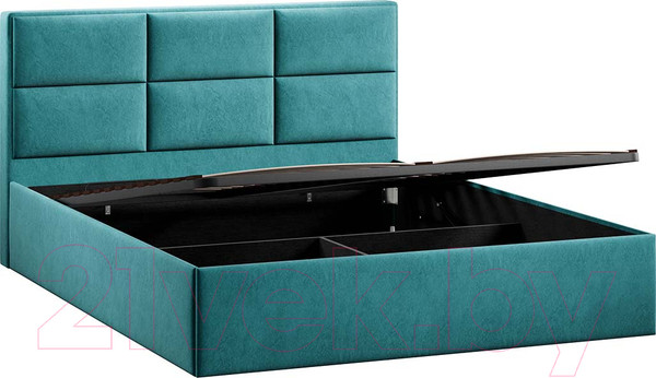 Изображение товара Двуспальная кровать ТриЯ Стелла Тип 1 c ПМ 160x200 (микровелюр Wellmart Indigo)