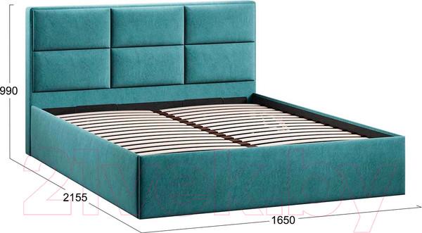 Изображение товара Двуспальная кровать ТриЯ Стелла Тип 1 c ПМ 160x200 (микровелюр Wellmart Indigo)