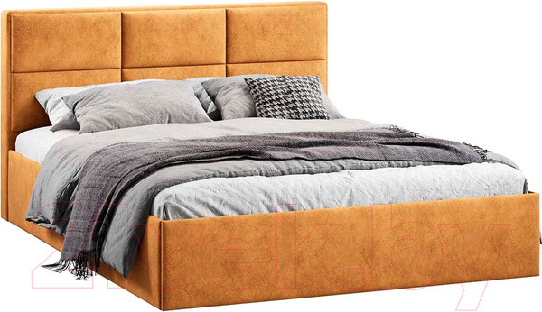Изображение товара Двуспальная кровать ТриЯ Стелла Тип 1 c ПМ 160x200 (микровелюр Wellmart Yellow)