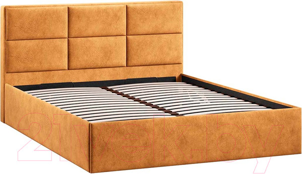 Изображение товара Двуспальная кровать ТриЯ Стелла Тип 1 c ПМ 160x200 (микровелюр Wellmart Yellow)