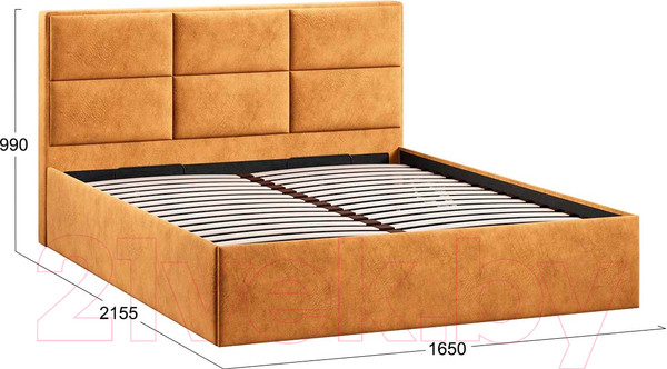 Изображение товара Двуспальная кровать ТриЯ Стелла Тип 1 c ПМ 160x200 (микровелюр Wellmart Yellow)