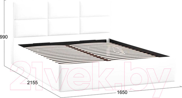 Изображение товара Двуспальная кровать ТриЯ Стелла Тип 1 c ПМ 160x200 (экокожа Polo White)