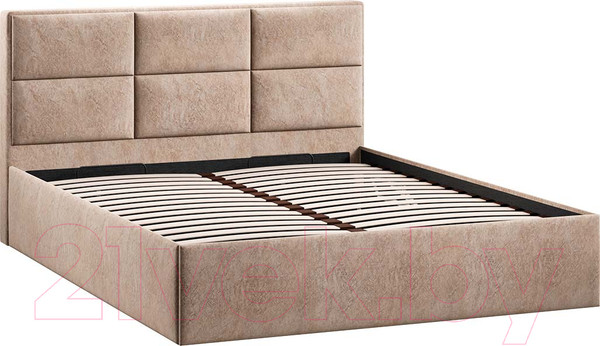 Изображение товара Двуспальная кровать ТриЯ Стелла Тип 1 c ПМ и заглушиной 160x200 (велюр Confetti Cream)