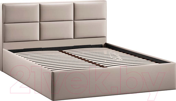 Изображение товара Двуспальная кровать ТриЯ Стелла Тип 1 c ПМ и заглушиной 160x200 (велюр Confetti Smoke)