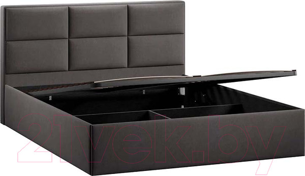 Изображение товара Двуспальная кровать ТриЯ Стелла Тип 1 c ПМ и заглушиной 160x200 (велюр графит)