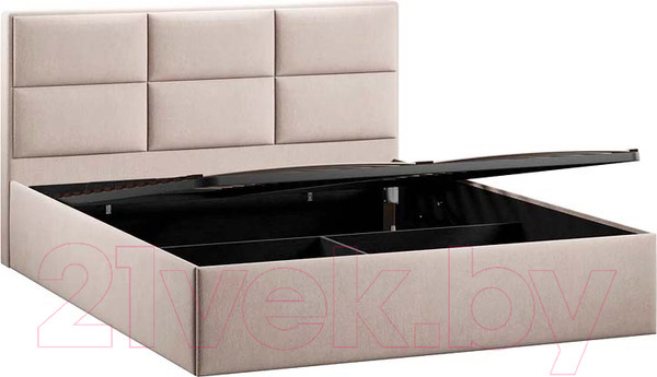 Изображение товара Двуспальная кровать ТриЯ Стелла Тип 1 c ПМ и заглушиной 160x200 (велюр мокко светлый)