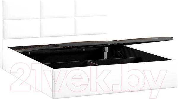 Изображение товара Двуспальная кровать ТриЯ Стелла Тип 1 c ПМ и заглушиной 160x200 (экокожа Polo White)