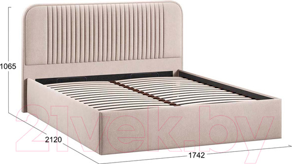 Изображение товара Двуспальная кровать ТриЯ Тиффани Тип 1 c ПМ 160x200 (велюр мокко светлый)