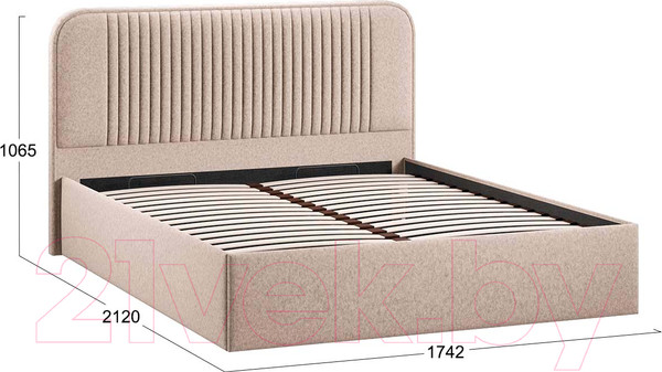 Изображение товара Двуспальная кровать ТриЯ Тиффани Тип 1 c ПМ 160x200 (микровелюр Jercy Cream)