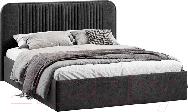 Изображение товара Двуспальная кровать ТриЯ Тиффани Тип 1 c ПМ 160x200 (микровелюр Jercy Graphite)