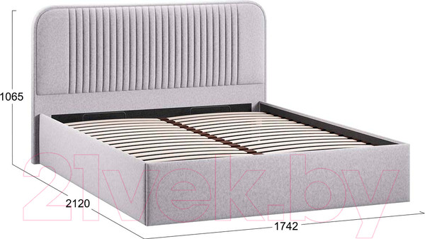 Изображение товара Двуспальная кровать ТриЯ Тиффани Тип 1 c ПМ 160x200 (микровелюр Jercy Silver)