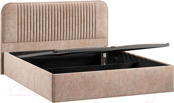 Изображение товара Двуспальная кровать ТриЯ Тиффани Тип 1 c ПМ и заглушиной 160x200 (микровелюр Wellmart Dark Beige)