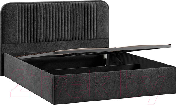 Изображение товара Двуспальная кровать ТриЯ Тиффани Тип 1 c ПМ и заглушиной 160x200 (микровелюр Wellmart Graphite)