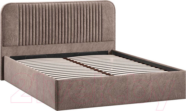 Изображение товара Двуспальная кровать ТриЯ Тиффани Тип 1 c ПМ и заглушиной 160x200 (микровелюр Wellmart Latte)