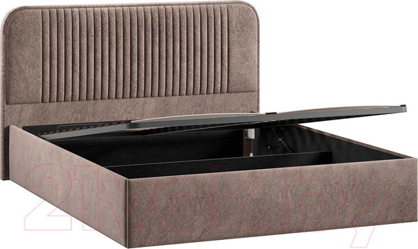 Изображение товара Двуспальная кровать ТриЯ Тиффани Тип 1 c ПМ и заглушиной 160x200 (микровелюр Wellmart Latte)