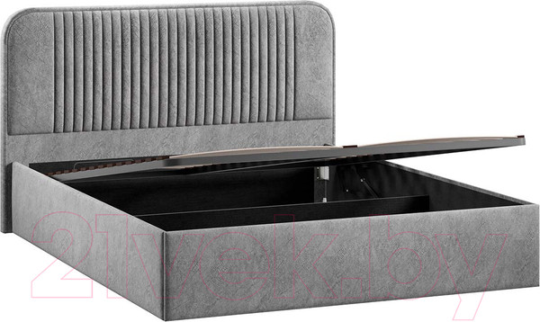 Изображение товара Двуспальная кровать ТриЯ Тиффани Тип 1 c ПМ и заглушиной 160x200 (микровелюр Wellmart Silver)