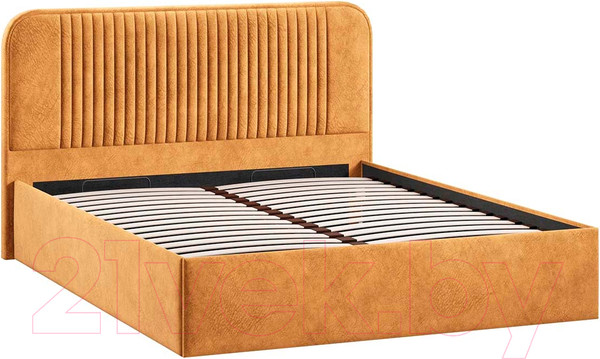Изображение товара Двуспальная кровать ТриЯ Тиффани Тип 1 c ПМ и заглушиной 160x200 (микровелюр Wellmart Yellow)
