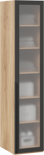 Изображение товара Шкаф-пенал ТриЯ Порто СМ-393.07.008 с 1 дверью со стеклом (яблоня беллуно/графит/стекло сатин черное)