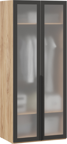 Изображение товара Шкаф-пенал ТриЯ Порто СМ-393.07.009 с 2 дверями со стеклом (яблоня беллуно/графит/стекло сатин черное)
