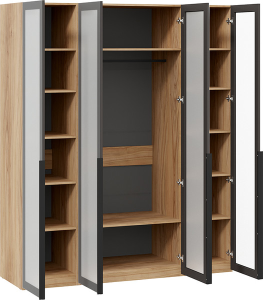 Изображение товара Шкаф ТриЯ Порто СМ-393.07.114 с 4 стеклянными дверями (яблоня беллуно/графит/стекло сатин черное)