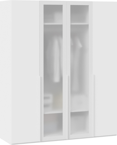 Изображение товара Шкаф ТриЯ Порто СМ-393.07.116 с 2 глухими и 2 стеклянными дверями (белый жемчуг/стекло сатин белое)