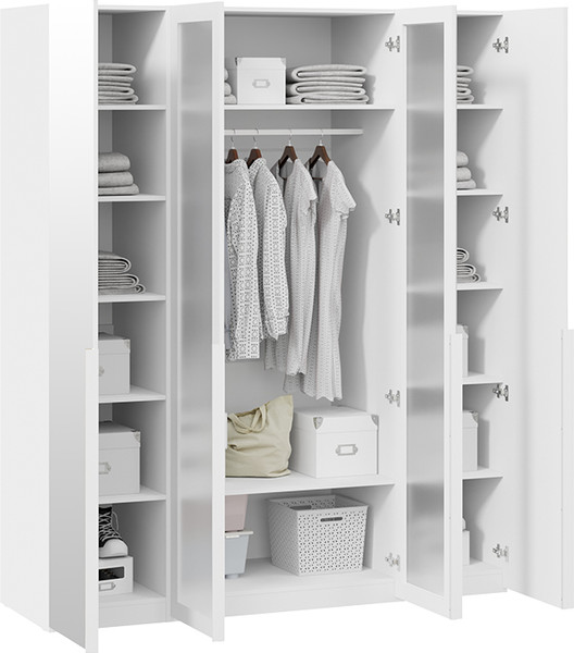 Изображение товара Шкаф ТриЯ Порто СМ-393.07.116 с 2 глухими и 2 стеклянными дверями (белый жемчуг/стекло сатин белое)