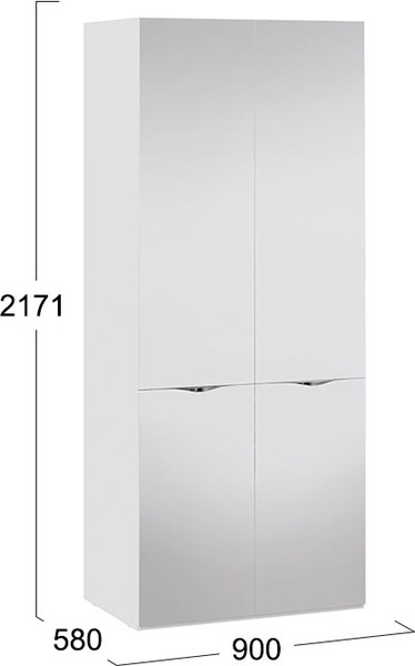 Изображение товара Шкаф-пенал ТриЯ Глосс СМ-319.07.212 с 2 зеркальными дверями (белый глянец)