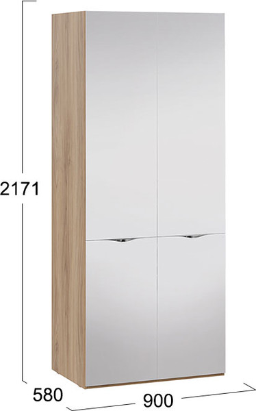 Изображение товара Шкаф-пенал ТриЯ Глосс СМ-319.07.212 с 2 зеркальными дверями (яблоня беллуно)