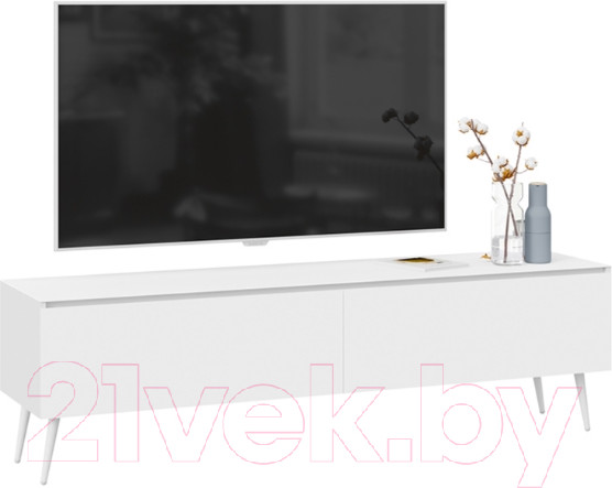 Изображение товара Тумба ТриЯ Глосс СМ-319.03.011 с опорами (белый глянец/стекло белый глянец/белый)