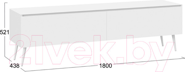 Изображение товара Тумба ТриЯ Глосс СМ-319.03.011 с опорами (белый глянец/стекло белый глянец/белый)
