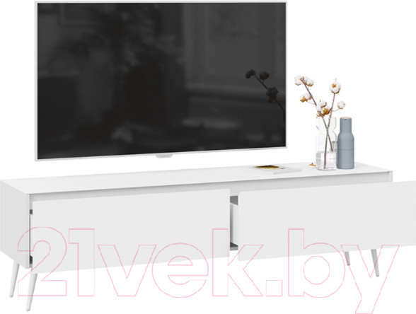 Изображение товара Тумба ТриЯ Глосс СМ-319.03.011 с опорами (белый глянец/стекло белый глянец/белый)