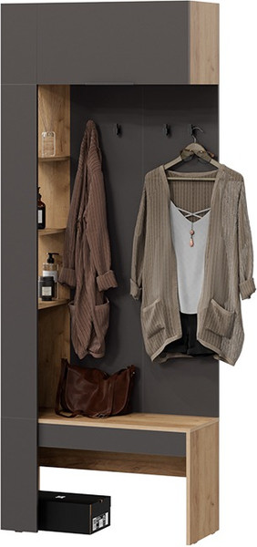 Изображение товара Секция в прихожую ТриЯ Асти Комбинированная НМ (дуб крафт золотой/антрацит)