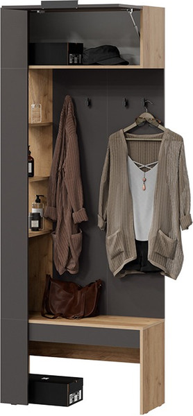 Изображение товара Секция в прихожую ТриЯ Асти Комбинированная НМ (дуб крафт золотой/антрацит)